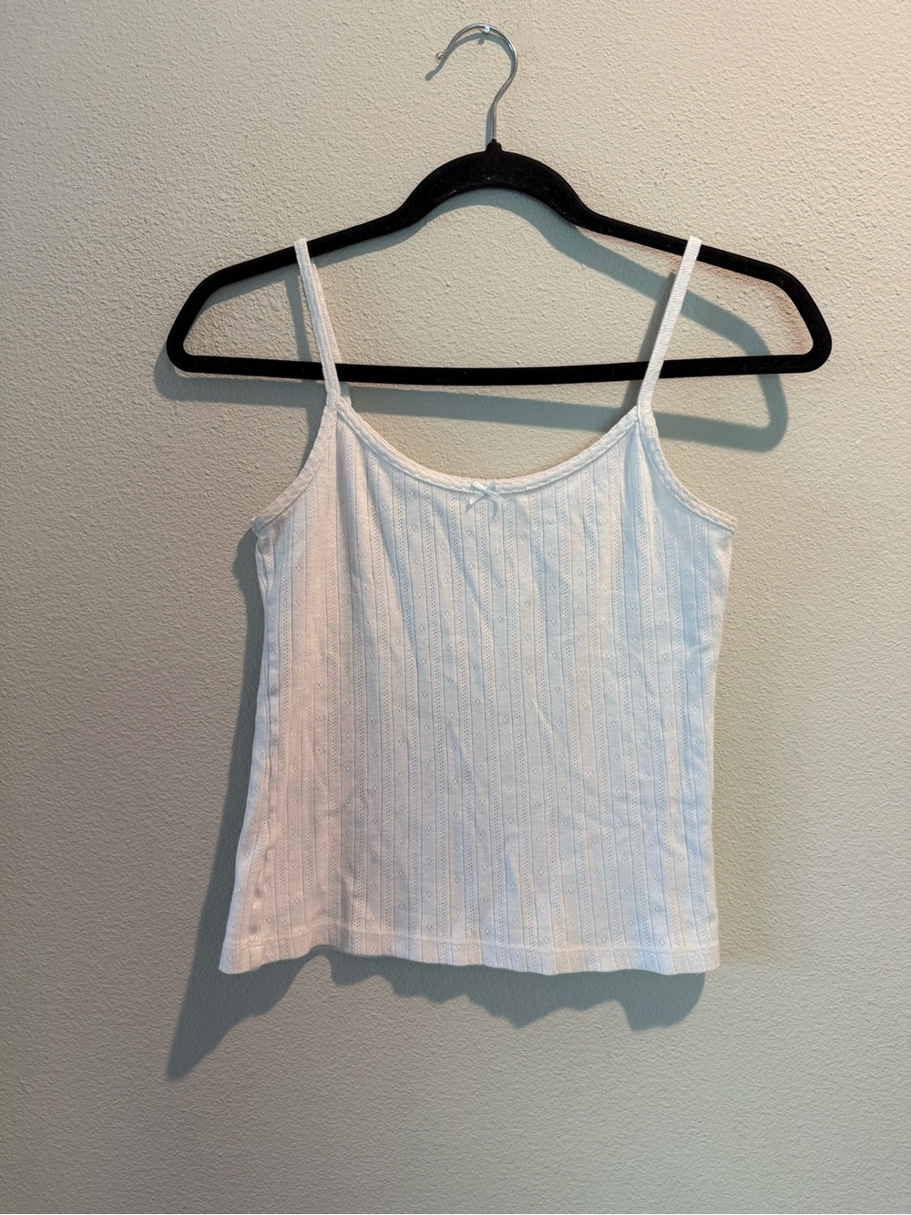 Brandy Melville White Ribbed Spaghetti-Strap Tank